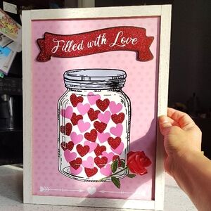 Heart Jar Wall Art with Red Accents